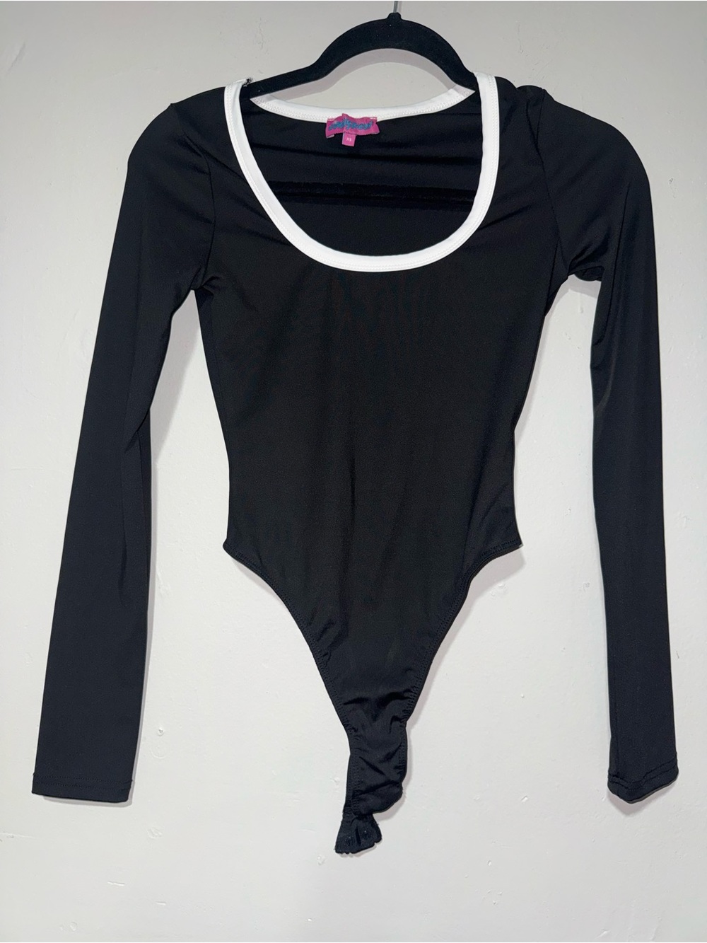 Edikted Black Long-Sleeve Bodysuit with White Trim